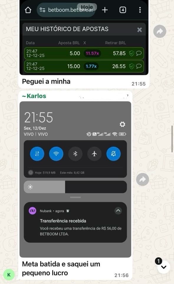 Depoimento real 7 enviado por integrante da comunidade da Sté Aviator