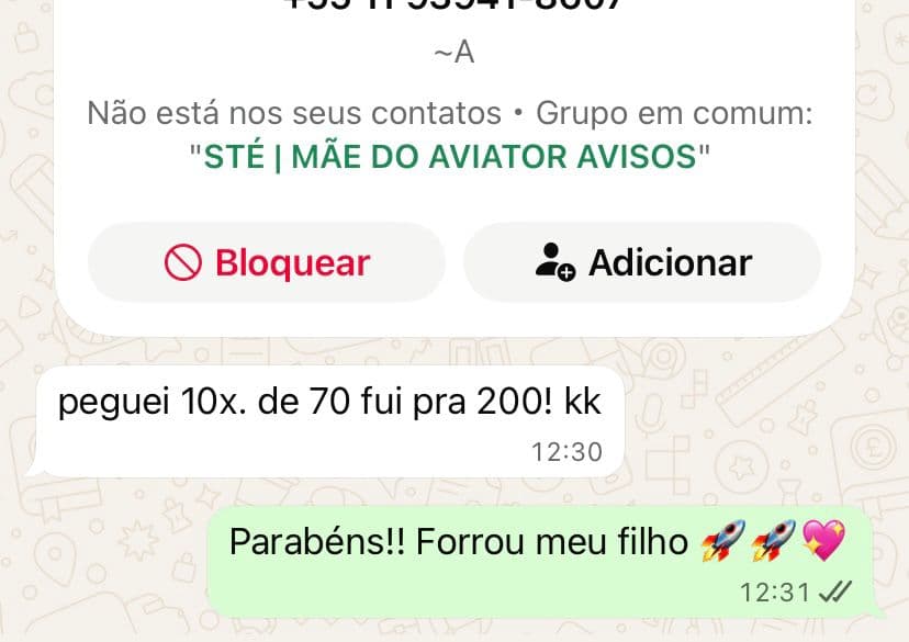 Depoimento real 19 enviado por integrante da comunidade da Sté Aviator