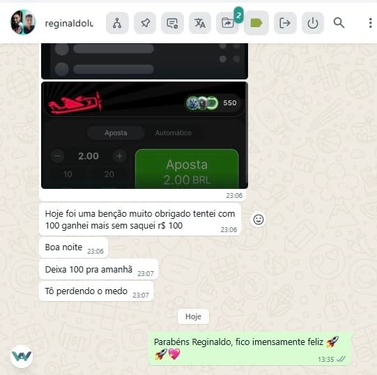 Depoimento real 22 enviado por integrante da comunidade da Sté Aviator