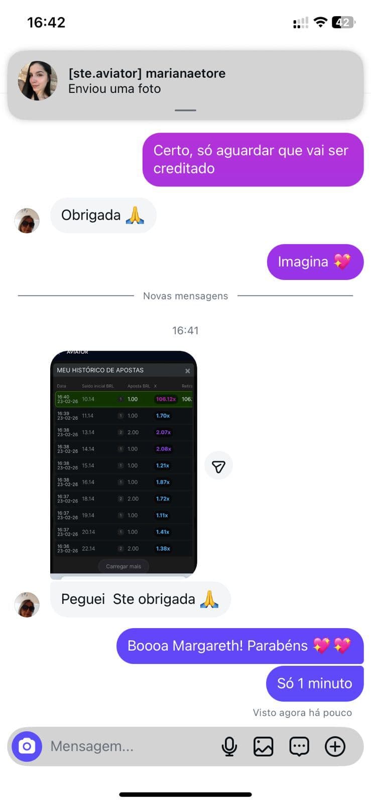 Depoimento real 24 enviado por integrante da comunidade da Sté Aviator