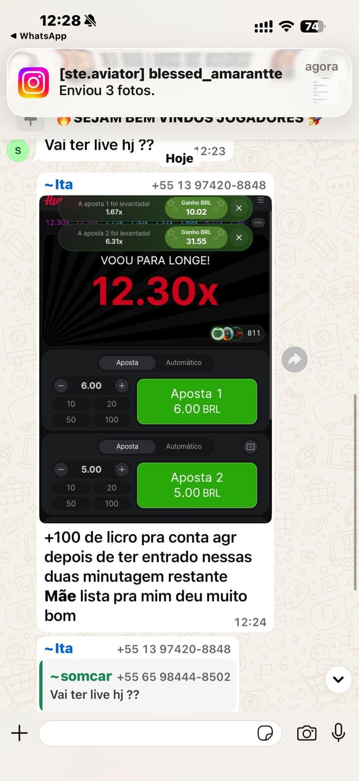 Depoimento real 37 enviado por integrante da comunidade da Sté Aviator