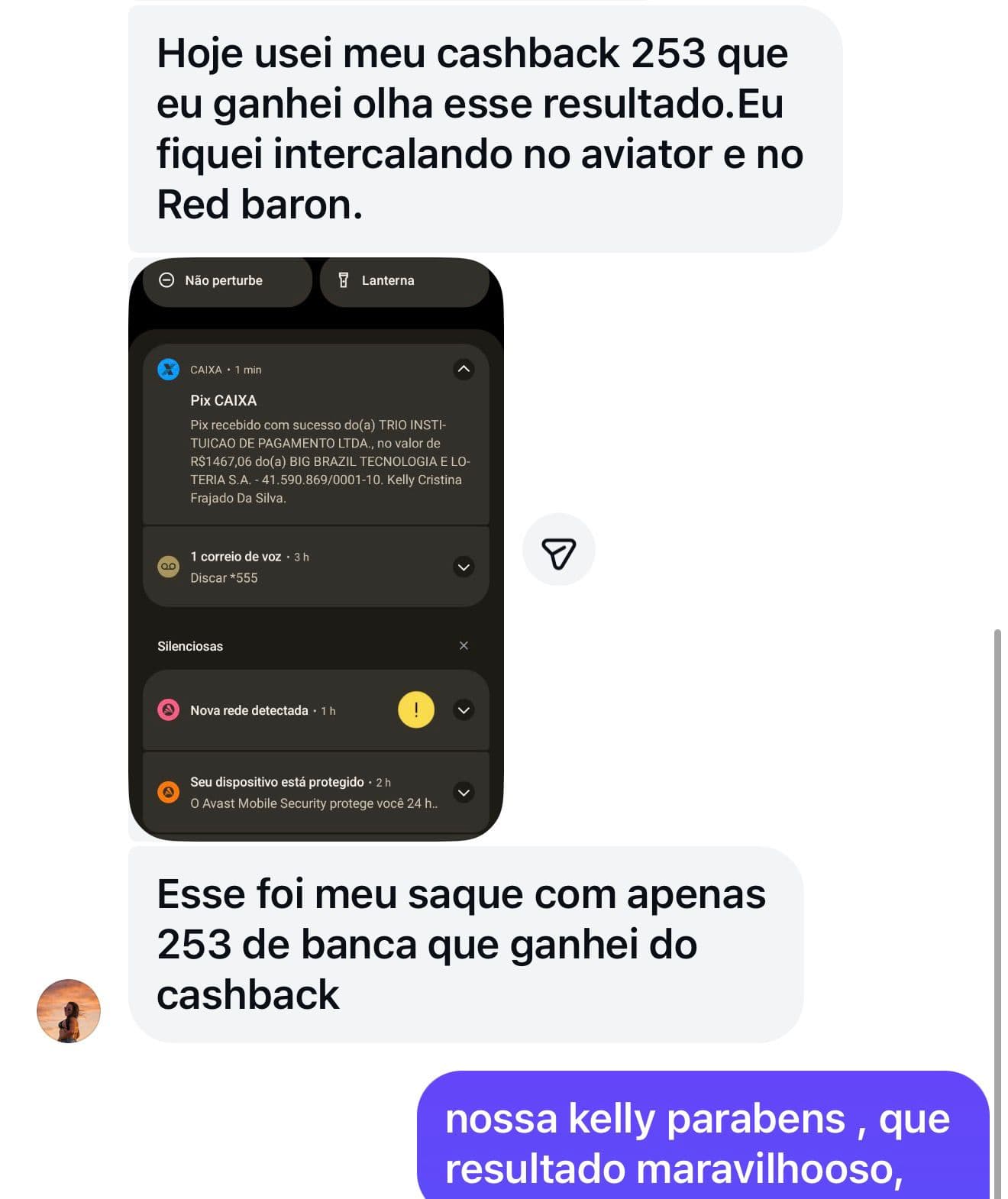Depoimento real 39 enviado por integrante da comunidade da Sté Aviator