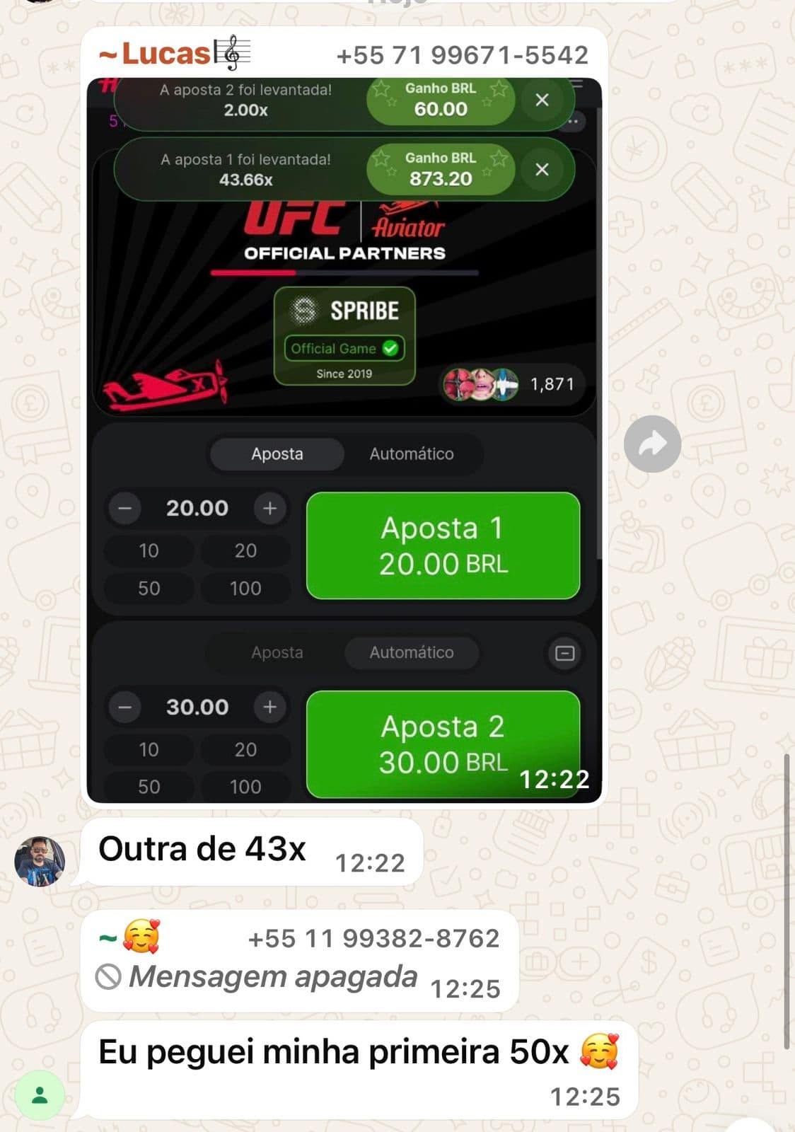 Depoimento real 40 enviado por integrante da comunidade da Sté Aviator