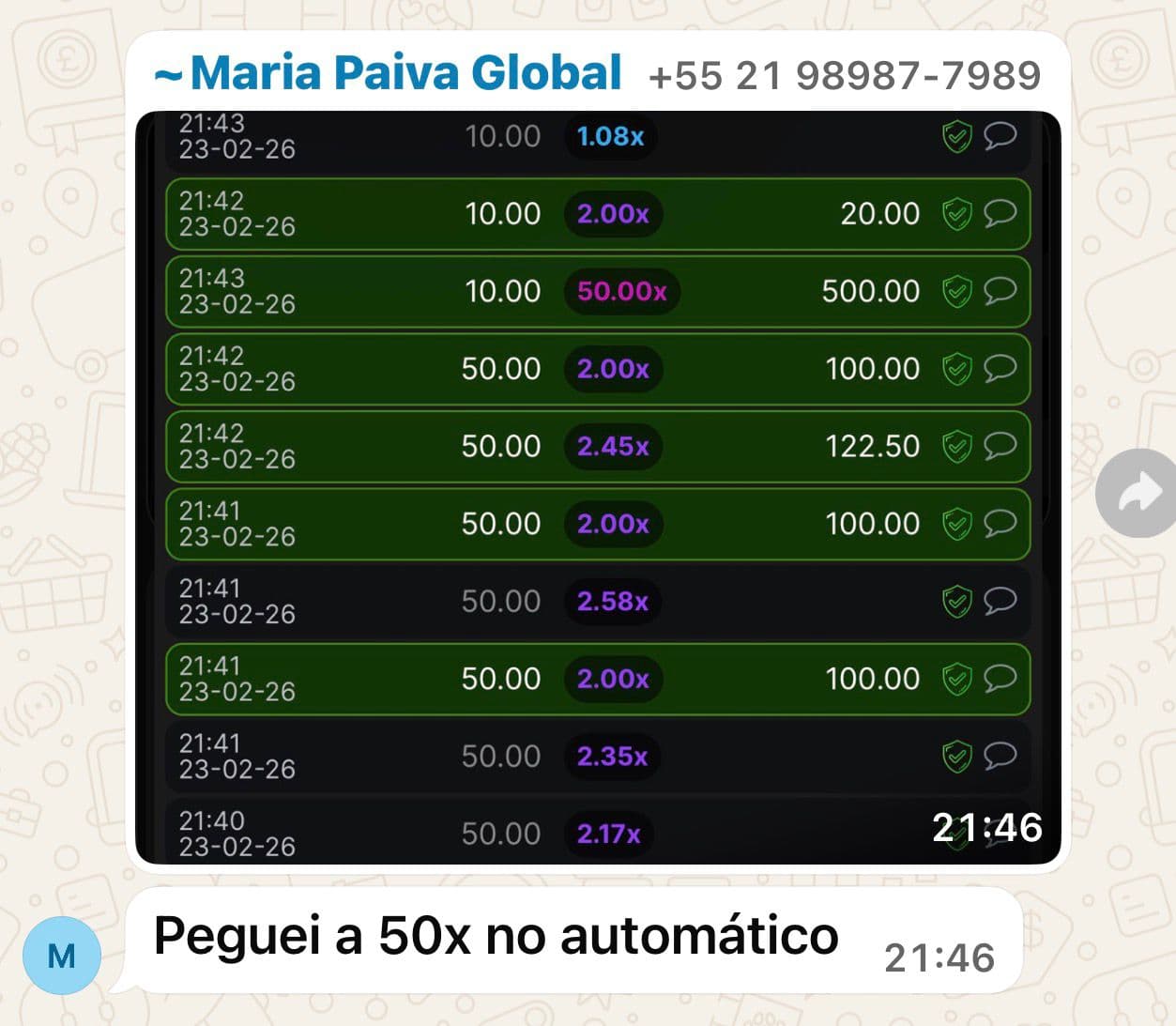 Depoimento real 42 enviado por integrante da comunidade da Sté Aviator
